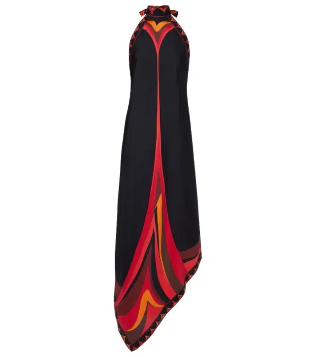 Pucci Fari asymmetric silk twill midi dress