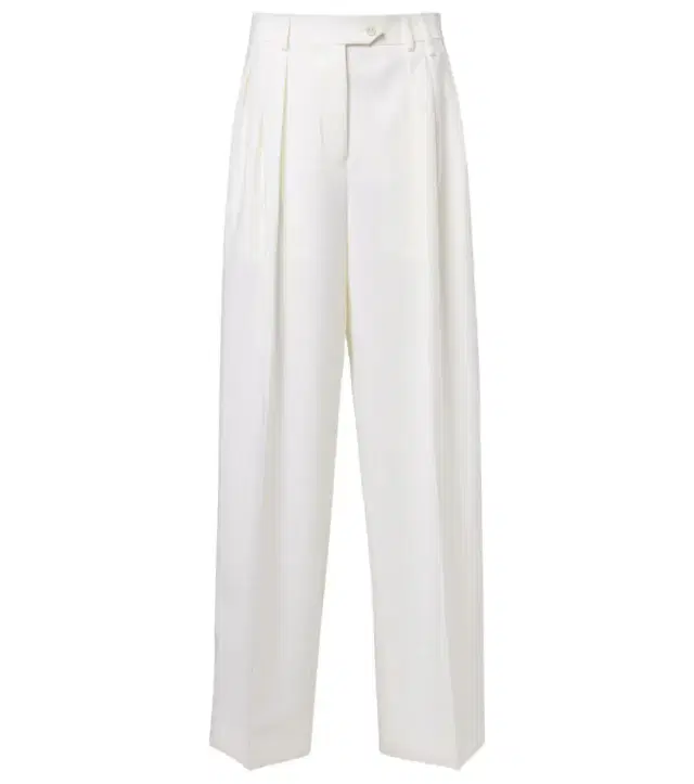 Alexandra pleated wool wide-leg pants