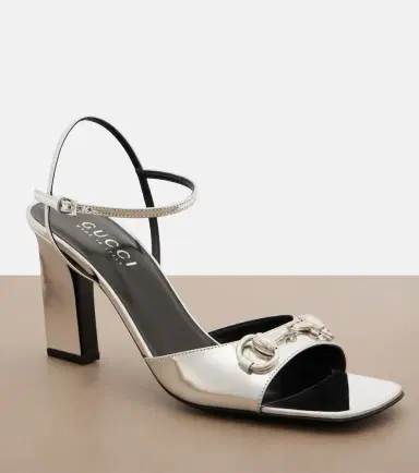 Gucci Signora Horsebit metallic leather sandals | Thumbnail 3