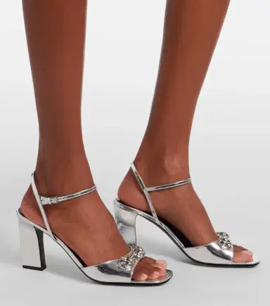 Gucci Signora Horsebit metallic leather sandals | Thumbnail 5