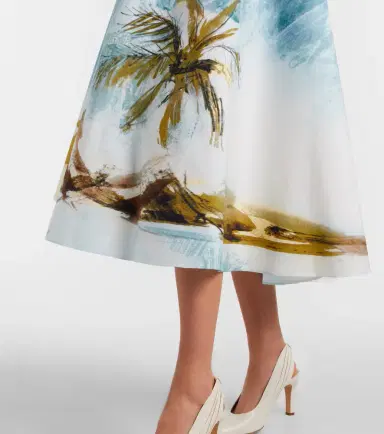 Oscar de la Renta Printed cotton-blend poplin midi skirt | Thumbnail 4 Oscar de la Renta Printed cotton-blend poplin midi skirt | Thumbnail 4