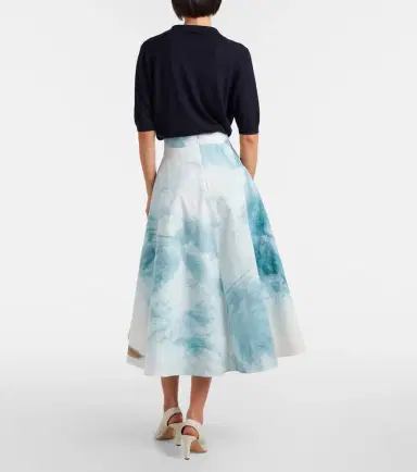 Oscar de la Renta Printed cotton-blend poplin midi skirt | Thumbnail 5 Oscar de la Renta Printed cotton-blend poplin midi skirt | Thumbnail 5