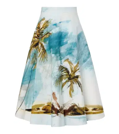 Oscar de la Renta Printed cotton-blend poplin midi skirt | Thumbnail 1 Oscar de la Renta Printed cotton-blend poplin midi skirt | Thumbnail 1