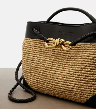 Bottega Veneta Andiamo Small leather and raffia top-handle bag | Thumbnail 3