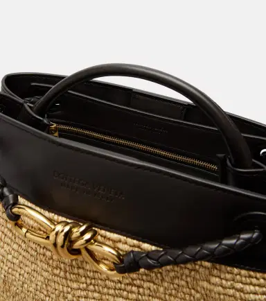 Bottega Veneta Andiamo Small leather and raffia top-handle bag | Thumbnail 4