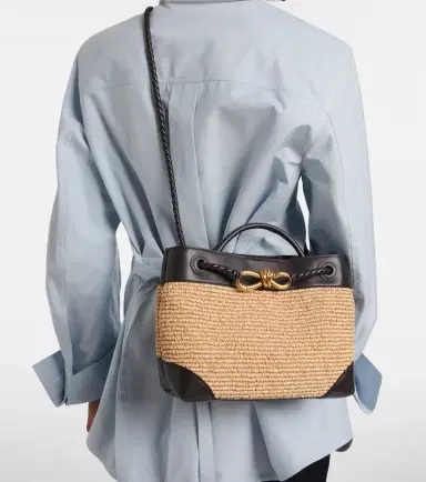 Bottega Veneta Andiamo Small leather and raffia top-handle bag | Thumbnail 5