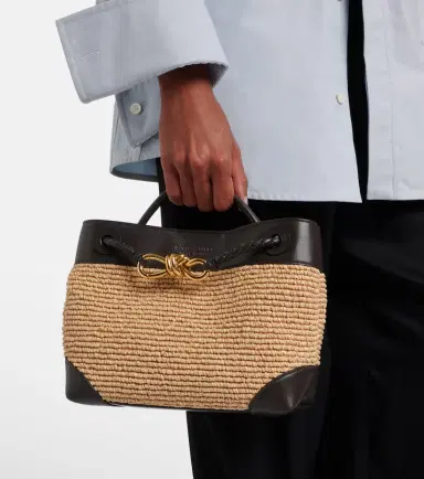 Bottega Veneta Andiamo Small leather and raffia top-handle bag | Thumbnail 7