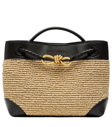 Bottega Veneta Andiamo Small leather and raffia top-handle bag | Thumbnail 1