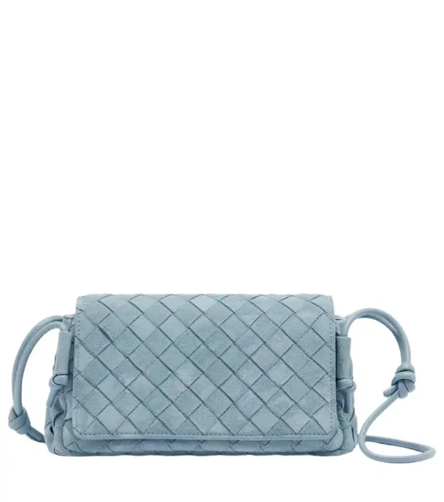 Notturno Intrecciato suede crossbody bag