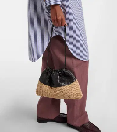Bottega Veneta Dustbag Small raffia and leather pouch | Thumbnail 6