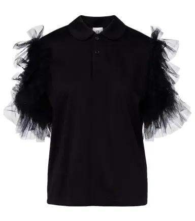 NOIR KEI NINOMIYA Tulle-trimmed cotton polo shirt | Thumbnail 1 NOIR KEI NINOMIYA Tulle-trimmed cotton polo shirt | Thumbnail 1