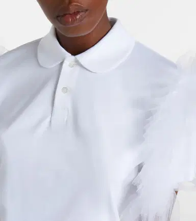 NOIR KEI NINOMIYA Tulle-trimmed cotton polo shirt | Thumbnail 4 NOIR KEI NINOMIYA Tulle-trimmed cotton polo shirt | Thumbnail 4