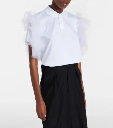 NOIR KEI NINOMIYA Tulle-trimmed cotton polo shirt | Thumbnail 5 NOIR KEI NINOMIYA Tulle-trimmed cotton polo shirt | Thumbnail 5