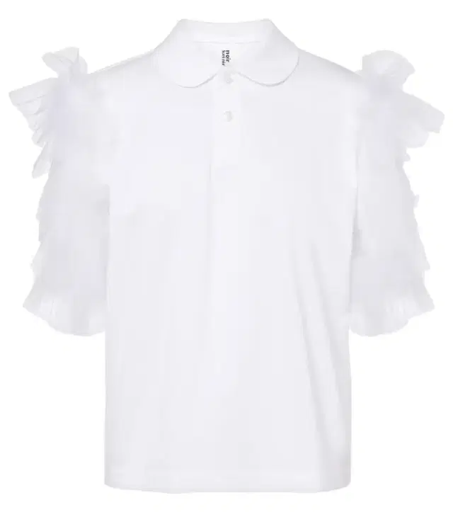 Noir Kei Ninomiya Tulle-trimmed cotton polo shirt