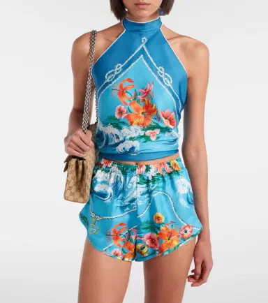 Gucci Printed silk twill shorts | Thumbnail 2 Gucci Printed silk twill shorts | Thumbnail 2
