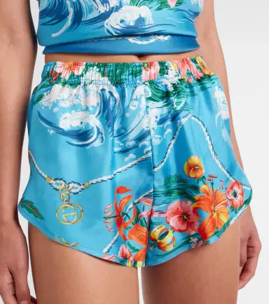 Gucci Printed silk twill shorts | Thumbnail 4 Gucci Printed silk twill shorts | Thumbnail 4