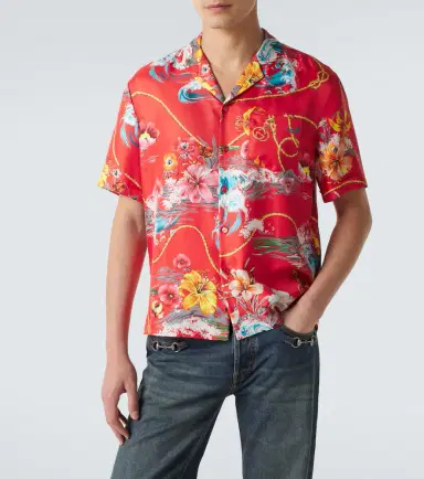 Gucci Floral silk twill bowling shirt | Thumbnail 4 Gucci Floral silk twill bowling shirt | Thumbnail 4
