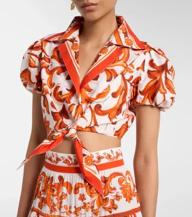 Dolce & Gabbana Majolica cropped cotton poplin blouse | Thumbnail 5 Dolce & Gabbana Majolica cropped cotton poplin blouse | Thumbnail 5