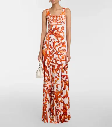 Dolce & Gabbana Majolica organza maxi dress | Thumbnail 2