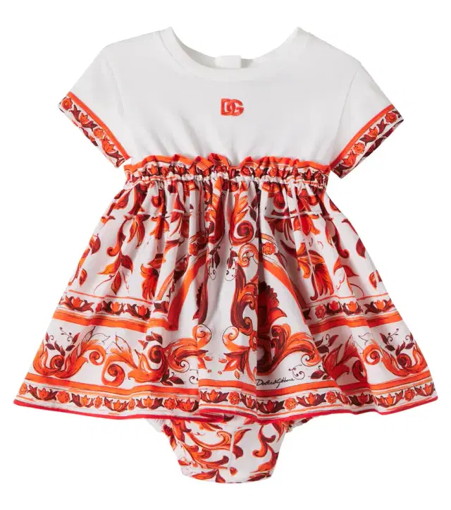 Majolica cotton dress and bloomers set