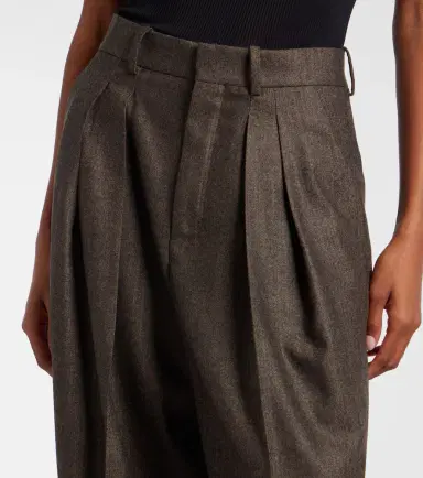 Saint Laurent Herringbone wool wide-leg pants | Thumbnail 3