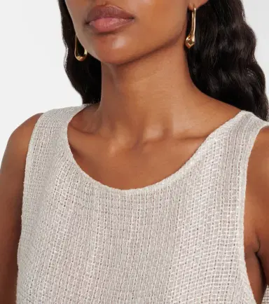 LESET Stella sequined linen-blend top | Thumbnail 2
