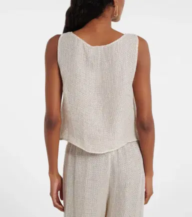 LESET Stella sequined linen-blend top | Thumbnail 3