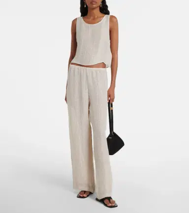 LESET Stella sequined linen-blend top | Thumbnail 5