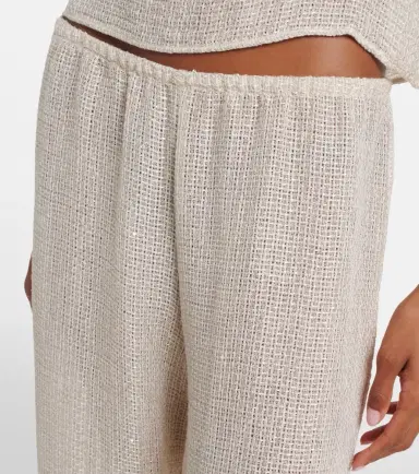 LESET Stella sequined linen-blend wide-leg pants | Thumbnail 5