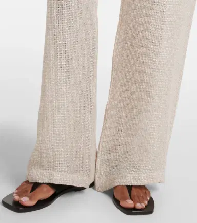 LESET Stella sequined linen-blend wide-leg pants | Thumbnail 6