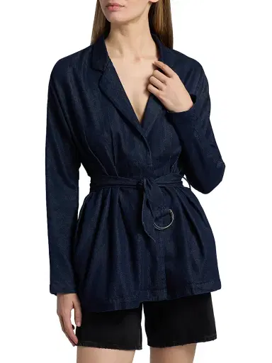 rag & bone Women's Mandi Belted Denim Blazer - Ocean Rinse - Size 4 | Thumbnail 3 rag & bone Women's Mandi Belted Denim Blazer - Ocean Rinse - Size 4 | Thumbnail 3