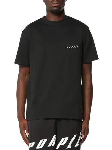 Purple Brand Men's Logo Cotton Jersey Crewneck T-Shirt - Black | Thumbnail 1 Purple Brand Men's Logo Cotton Jersey Crewneck T-Shirt - Black | Thumbnail 1