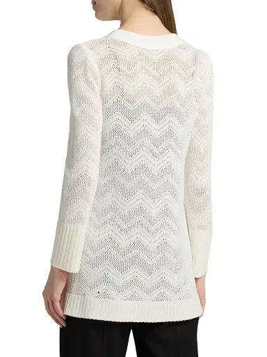 Misook Women's Pointelle Braided Crochet Longline Cardigan | Thumbnail 5 Misook Women's Pointelle Braided Crochet Longline Cardigan | Thumbnail 5