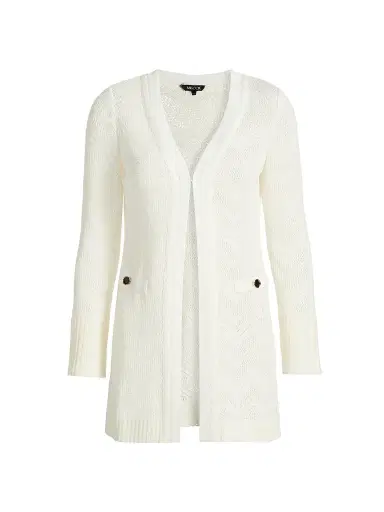 Misook Women's Pointelle Braided Crochet Longline Cardigan | Thumbnail 1 Misook Women's Pointelle Braided Crochet Longline Cardigan | Thumbnail 1