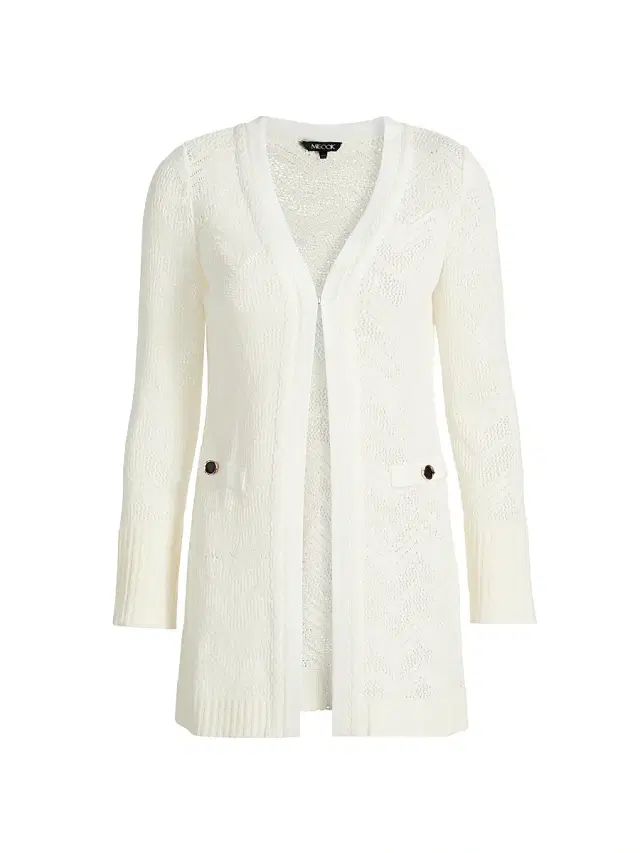 Women's Pointelle Braided Crochet Longline Cardigan - New