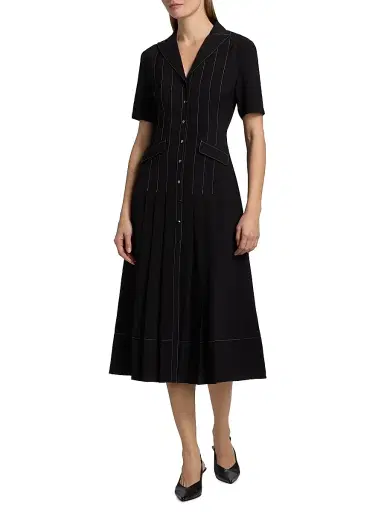 Misook Women's Fit & Flare Crepe Maxi Shirtdress - Black White - Size XXL | Thumbnail 2 Misook Women's Fit & Flare Crepe Maxi Shirtdress - Black White - Size XXL | Thumbnail 2