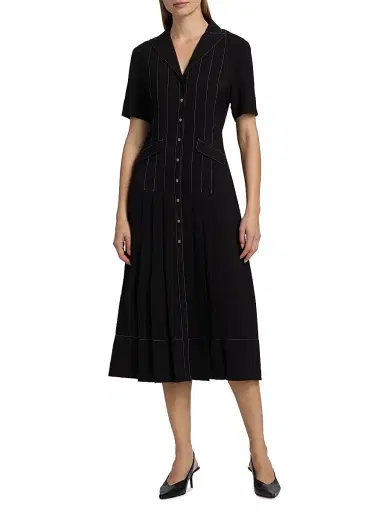 Misook Women's Fit & Flare Crepe Maxi Shirtdress - Black White - Size XXL | Thumbnail 3 Misook Women's Fit & Flare Crepe Maxi Shirtdress - Black White - Size XXL | Thumbnail 3
