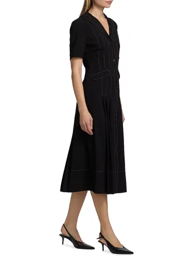 Misook Women's Fit & Flare Crepe Maxi Shirtdress - Black White - Size XXL | Thumbnail 4 Misook Women's Fit & Flare Crepe Maxi Shirtdress - Black White - Size XXL | Thumbnail 4