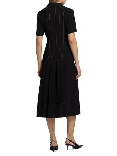 Misook Women's Fit & Flare Crepe Maxi Shirtdress - Black White - Size XXL | Thumbnail 5 Misook Women's Fit & Flare Crepe Maxi Shirtdress - Black White - Size XXL | Thumbnail 5