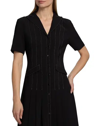 Misook Women's Fit & Flare Crepe Maxi Shirtdress - Black White - Size XXL | Thumbnail 6 Misook Women's Fit & Flare Crepe Maxi Shirtdress - Black White - Size XXL | Thumbnail 6