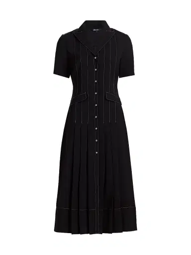 Misook Women's Fit & Flare Crepe Maxi Shirtdress - Black White - Size XXL | Thumbnail 1 Misook Women's Fit & Flare Crepe Maxi Shirtdress - Black White - Size XXL | Thumbnail 1