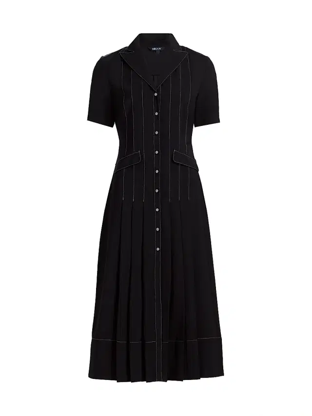 Misook Women's Fit & Flare Crepe Maxi Shirtdress - Black White