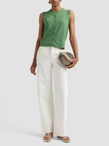 Vince Women's Patch Pocket Cardigan-Style Tank - Garden - Size XS | Thumbnail 2 Vince Women's Patch Pocket Cardigan-Style Tank - Garden - Size XS | Thumbnail 2
