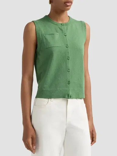 Vince Women's Patch Pocket Cardigan-Style Tank - Garden - Size XS | Thumbnail 4 Vince Women's Patch Pocket Cardigan-Style Tank - Garden - Size XS | Thumbnail 4