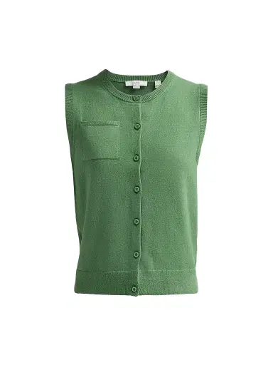 Vince Women's Patch Pocket Cardigan-Style Tank - Garden - Size XS | Thumbnail 1 Vince Women's Patch Pocket Cardigan-Style Tank - Garden - Size XS | Thumbnail 1