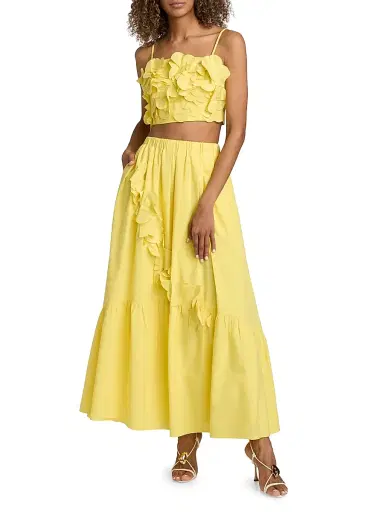 Ramy Brook Women's Everly Petal Appliqué Cotton-Blend Top - Sunshine - Size 12 | Thumbnail 2