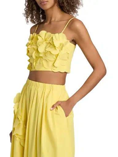 Ramy Brook Women's Everly Petal Appliqué Cotton-Blend Top - Sunshine - Size 12 | Thumbnail 4