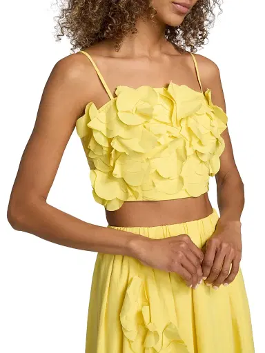 Ramy Brook Women's Everly Petal Appliqué Cotton-Blend Top - Sunshine - Size 12 | Thumbnail 6