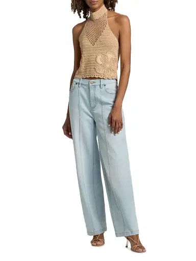 Ramy Brook Women's Celeste Open-Knit Cotton Top - Sandstone - Size XL | Thumbnail 2