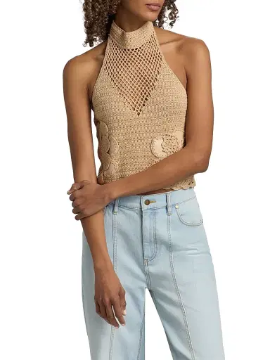 Ramy Brook Women's Celeste Open-Knit Cotton Top - Sandstone - Size XL | Thumbnail 3